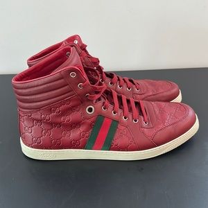 Authentic Gucci Red High Top Sneakers